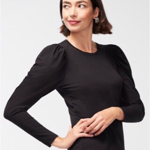 CHICOS Touch Of Cool Ruched Long Sleeve Top RED Sz 1 NWT in‎ packaging - Picture 1 of 7